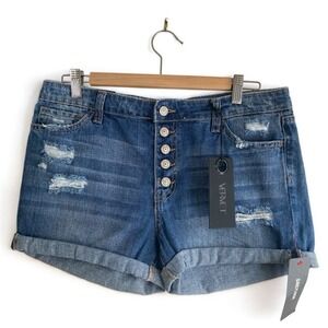 NWT VERVET By Flying Monkey Denim Shorts Boyfriend Fit Button Fly Size 29